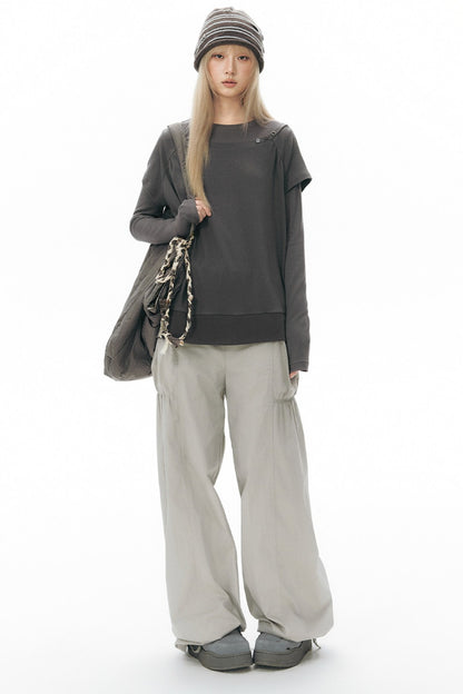 Color-Blocked Raglan Knit Blouse
