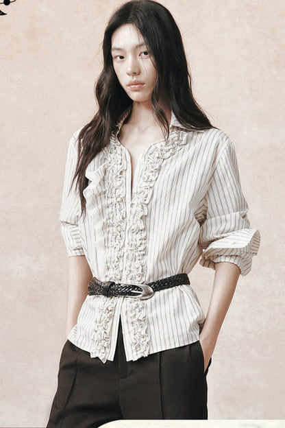Asymmetrical Lace Jacquard Blouse