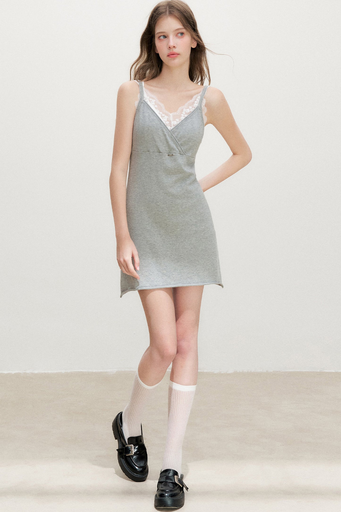 Knitted V-Neck A-Line Dress