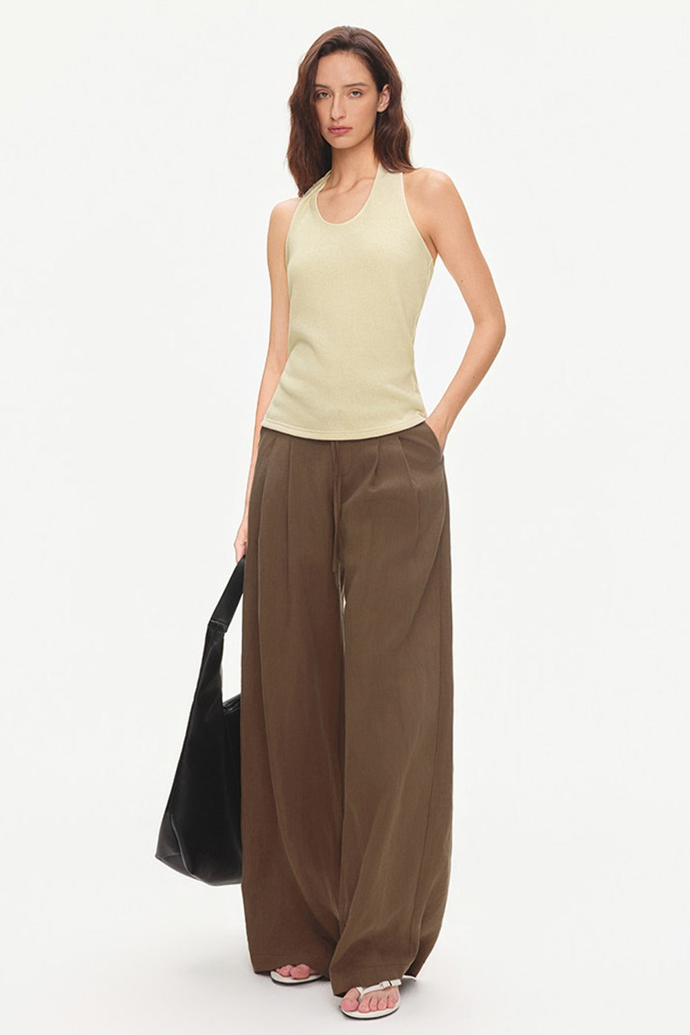 Lyocell Linen Blend Wide-Leg Pants