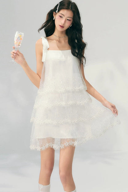 Besticktes Tüll-Stufenkleid im Fairy-Stil