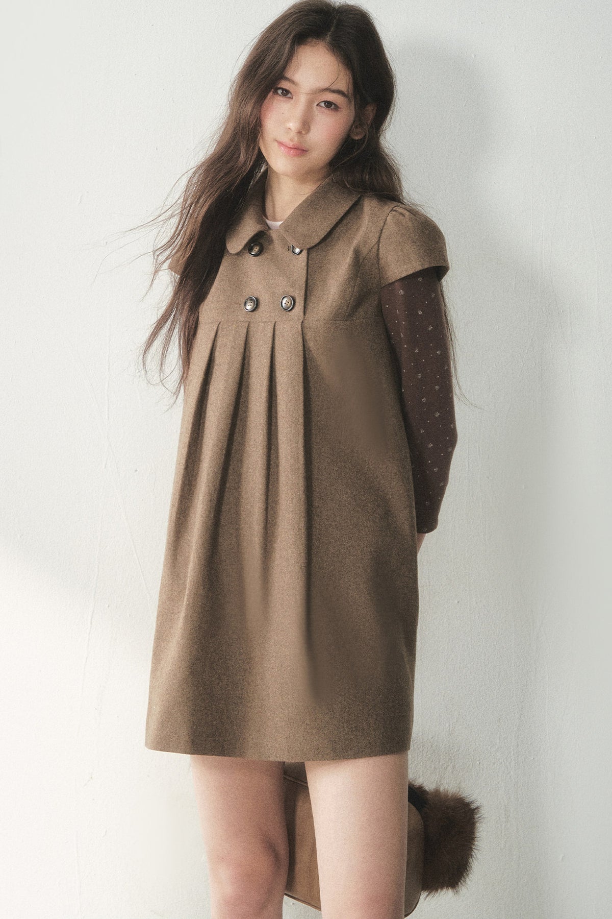 Chestnut Letterhead Merino Wool Dress