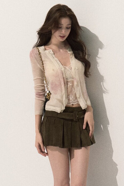 Lyocell High-Waisted Pleated Skirt