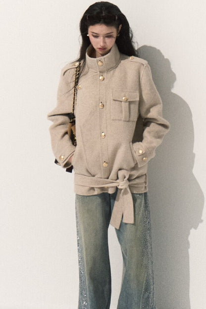 Veste coupe-vent courte en laine double face