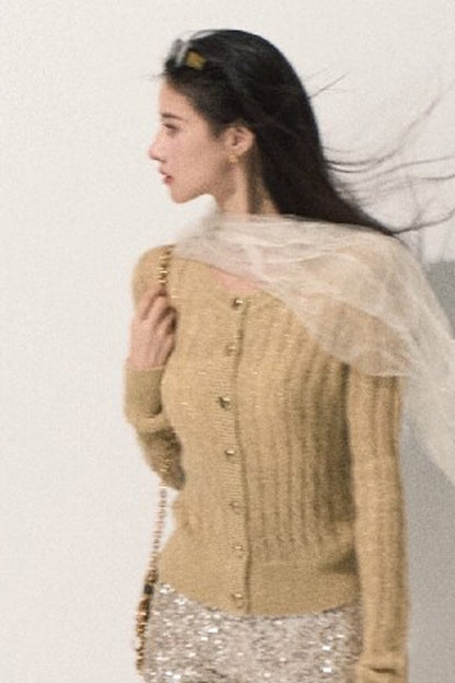 Wool Cable Knit Cardigan