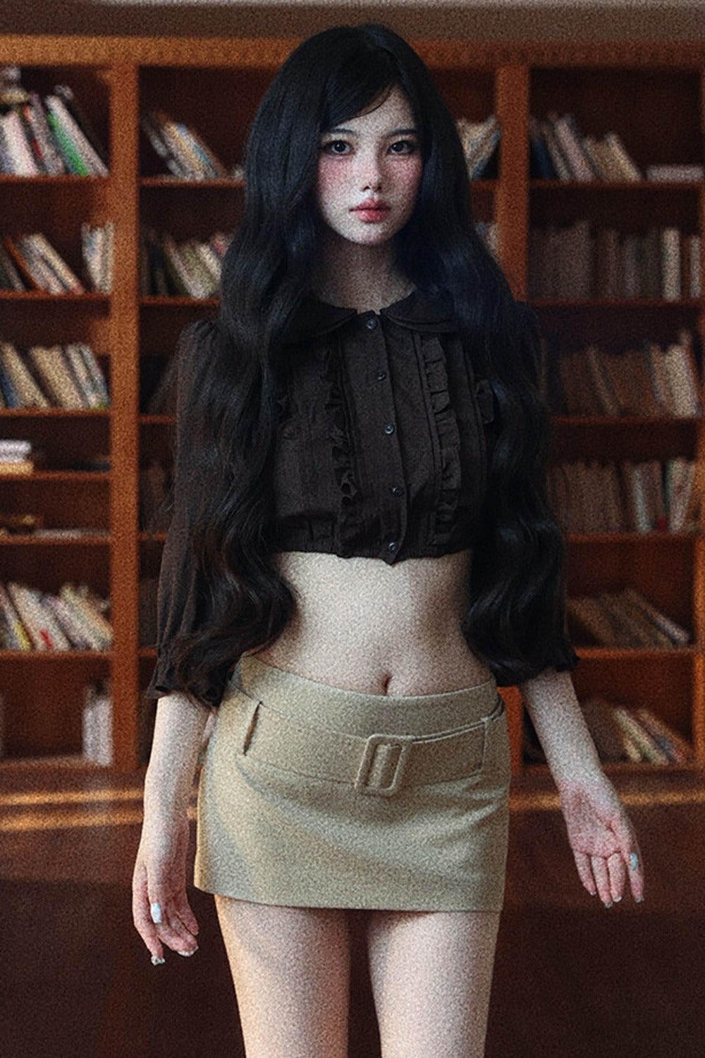 Light Khaki Low-Waist Hip-Hugging Skirt