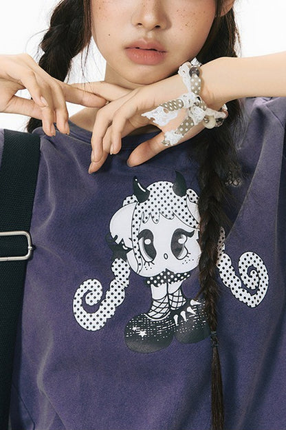 Spice Girl Washed Vintage Print Blouse