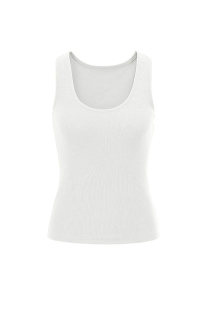 Orange U-Neck Tank Top
