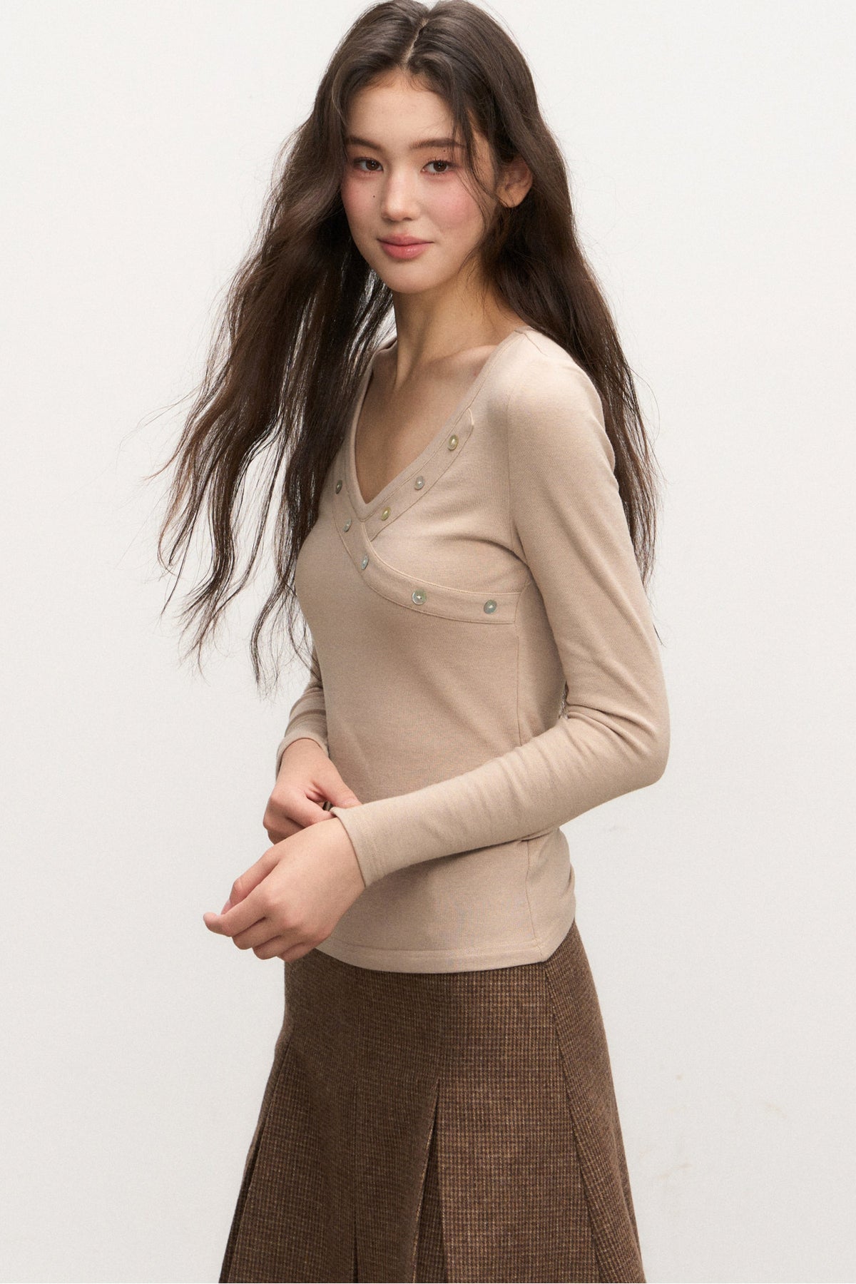 Lace V-Neck Knit Top and Skirt Set-Up