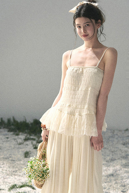 French Lace Summer Top and Pants Set