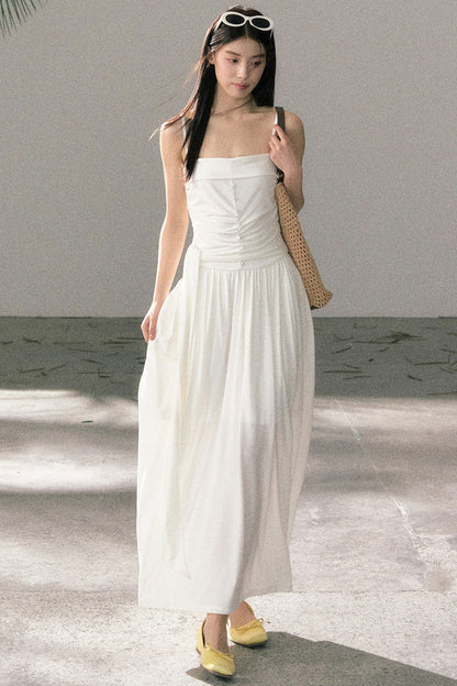Plissiertes Trägerkleid aus Lyocell