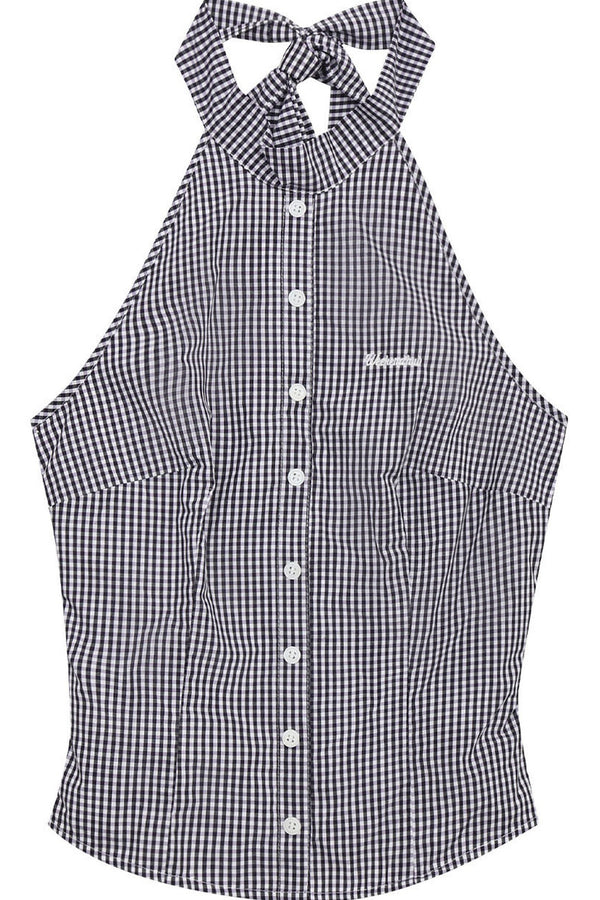 Plaid Bow Tie Halter Top