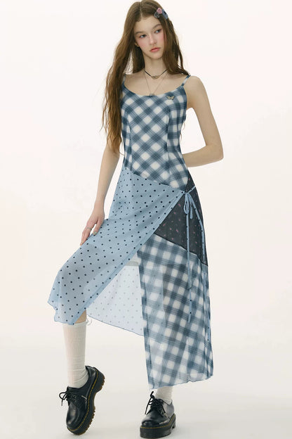 Mist Blue Deconstructed Polka Dot Dress