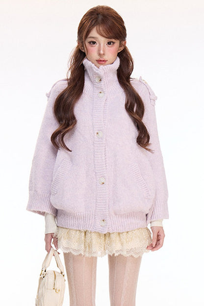 Woolen Cape Top and Lace Cake Skirt Set-Up