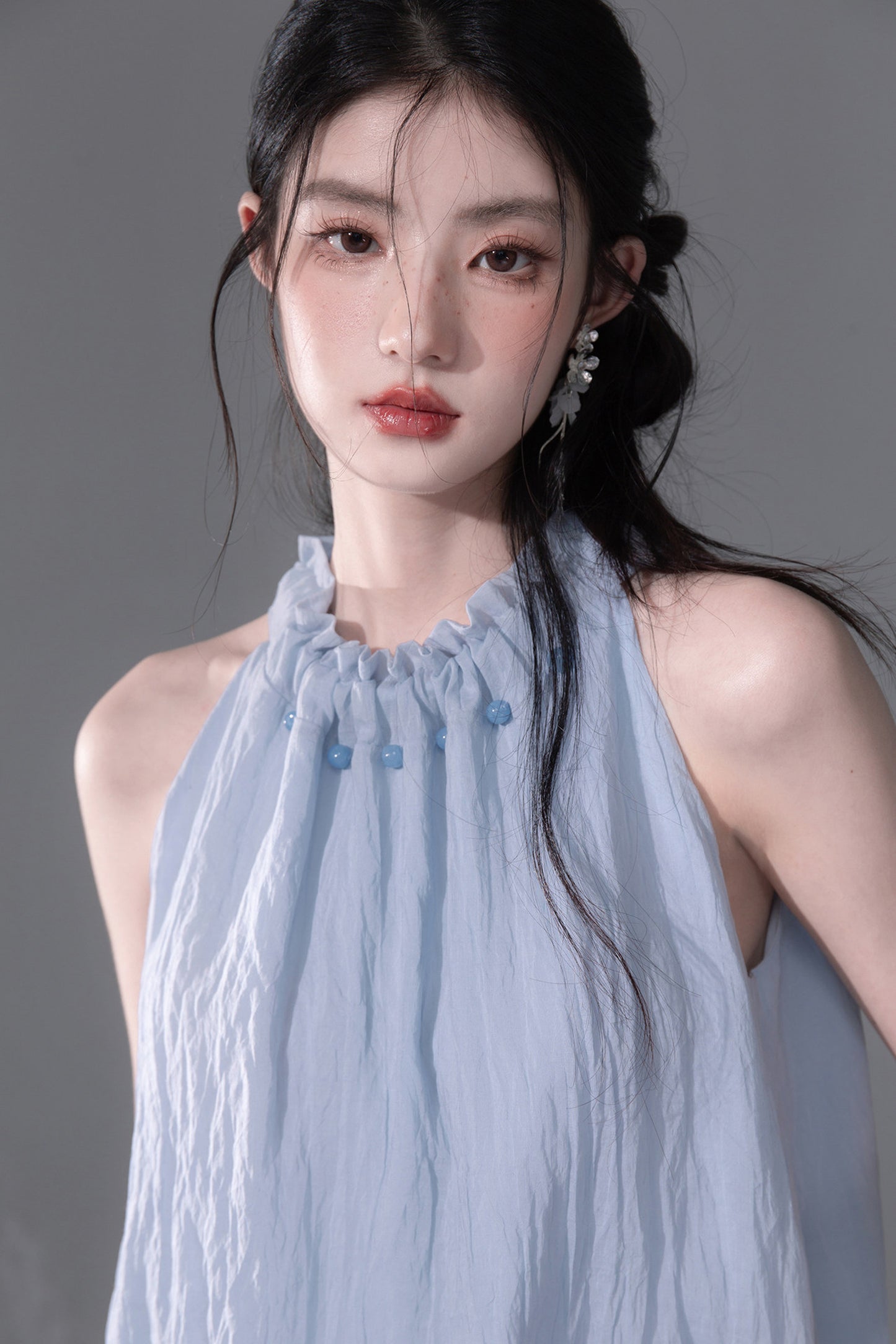 Lyocell Lace-Up Halter Top and Skirt Set