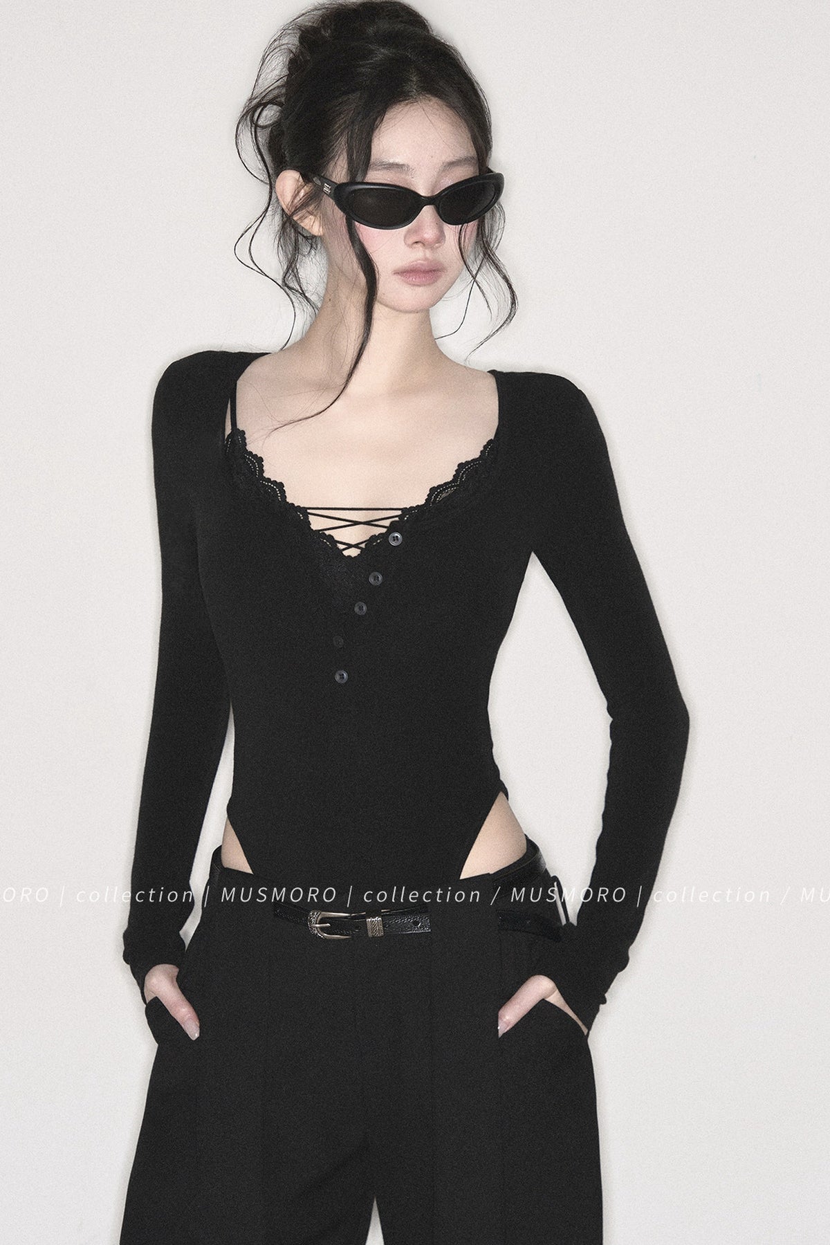 Lace Cross-Back Bodysuit