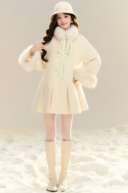 Bow Collar Woolen Coat