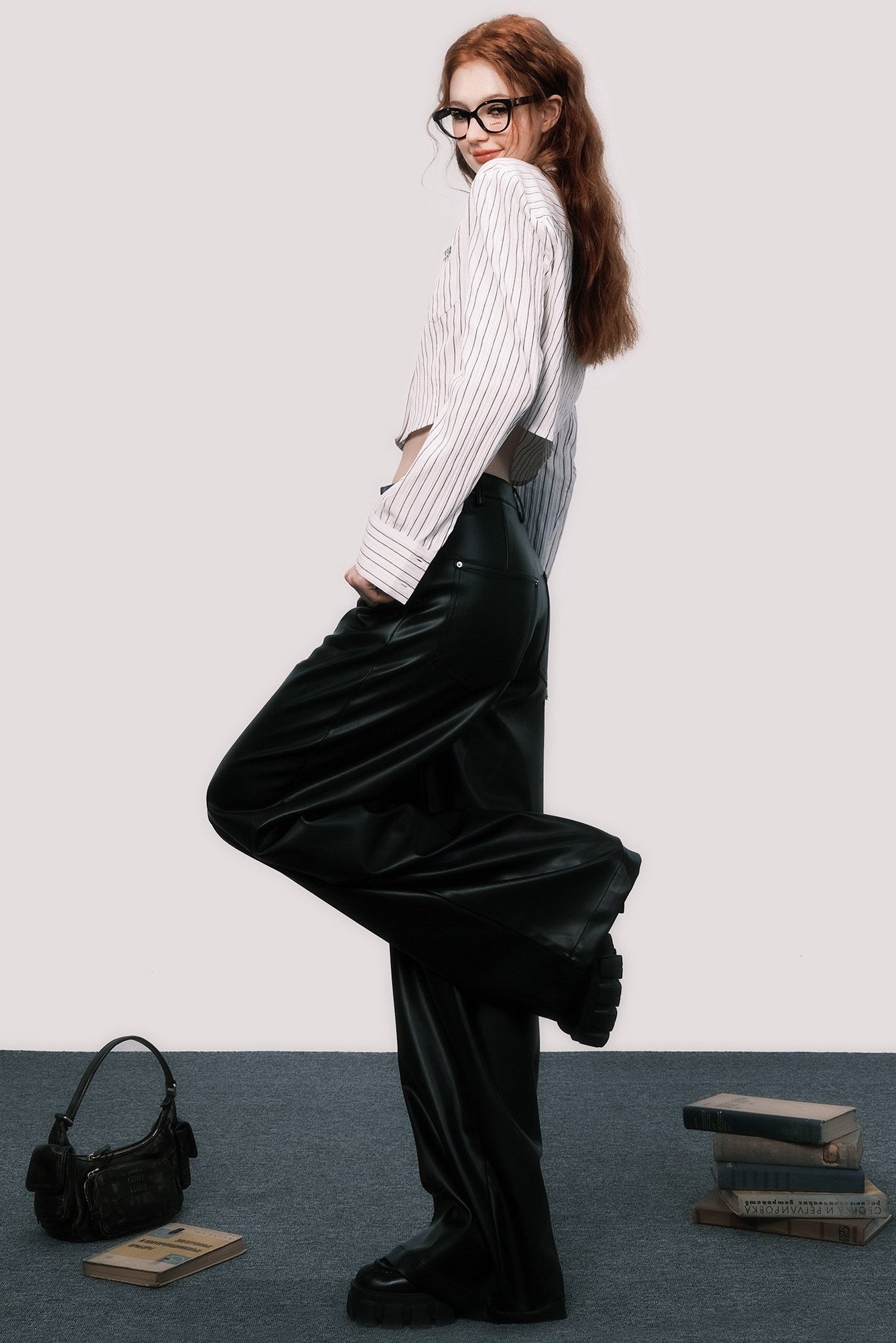Loose Fit Striped Long-Sleeved Shirt