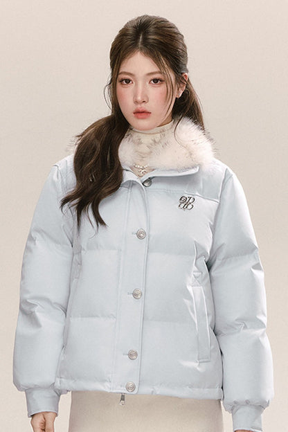 Blue 90% White Duck Down Puffer Jacket