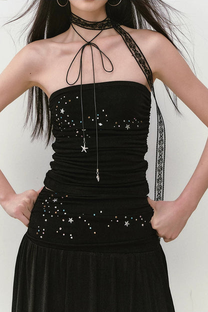 Star Beaded Pleated Bustier