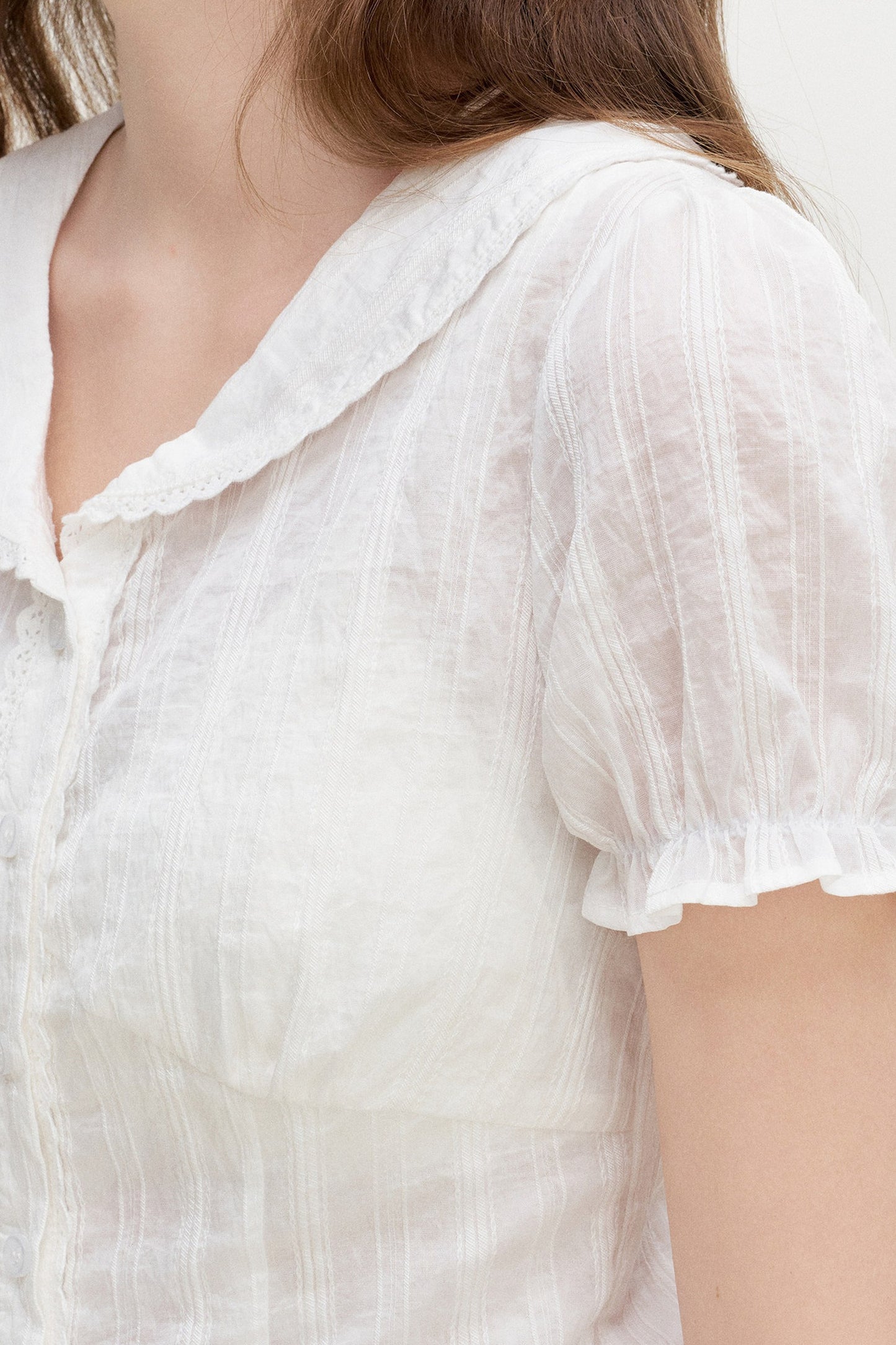 Transparente Lyocell-Bluse mit Spitze