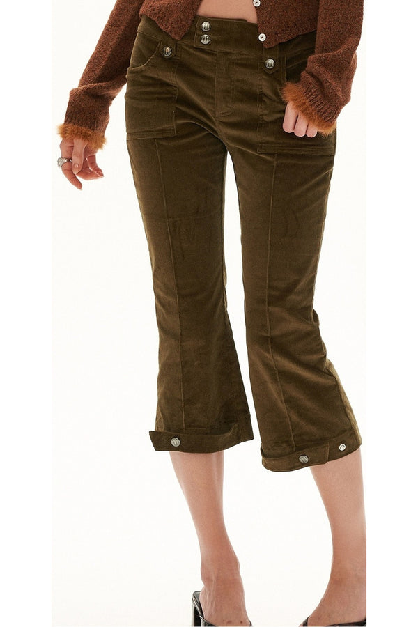 Slim-Fit Corduroy Button Pants