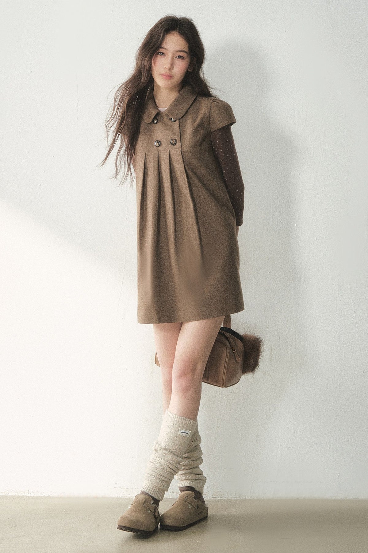 Chestnut Letterhead Merino Wool Dress
