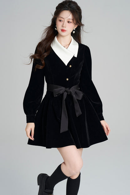 Black Velvet A-Line Dress