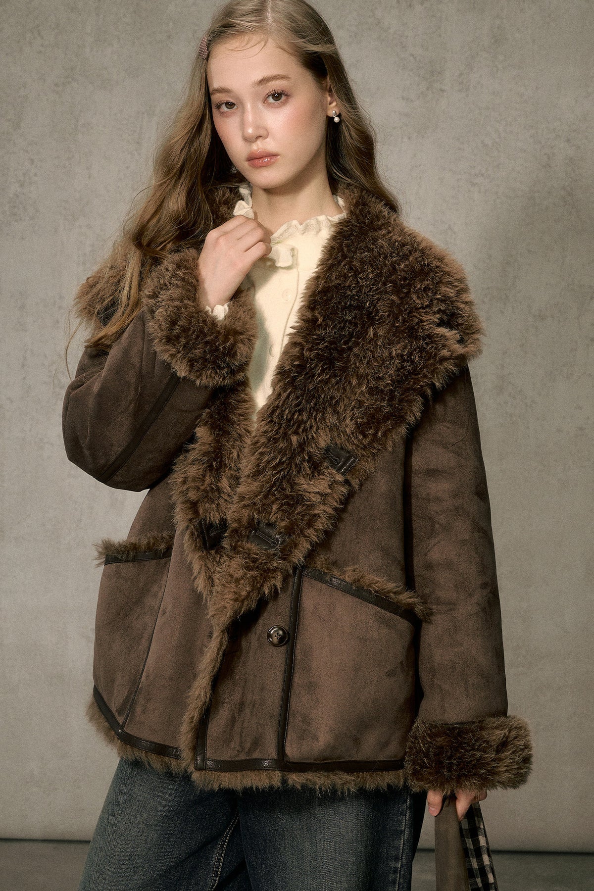 Reversible Faux Suede Fur Jacket