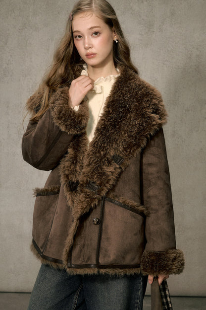Reversible Faux Suede Fur Jacket