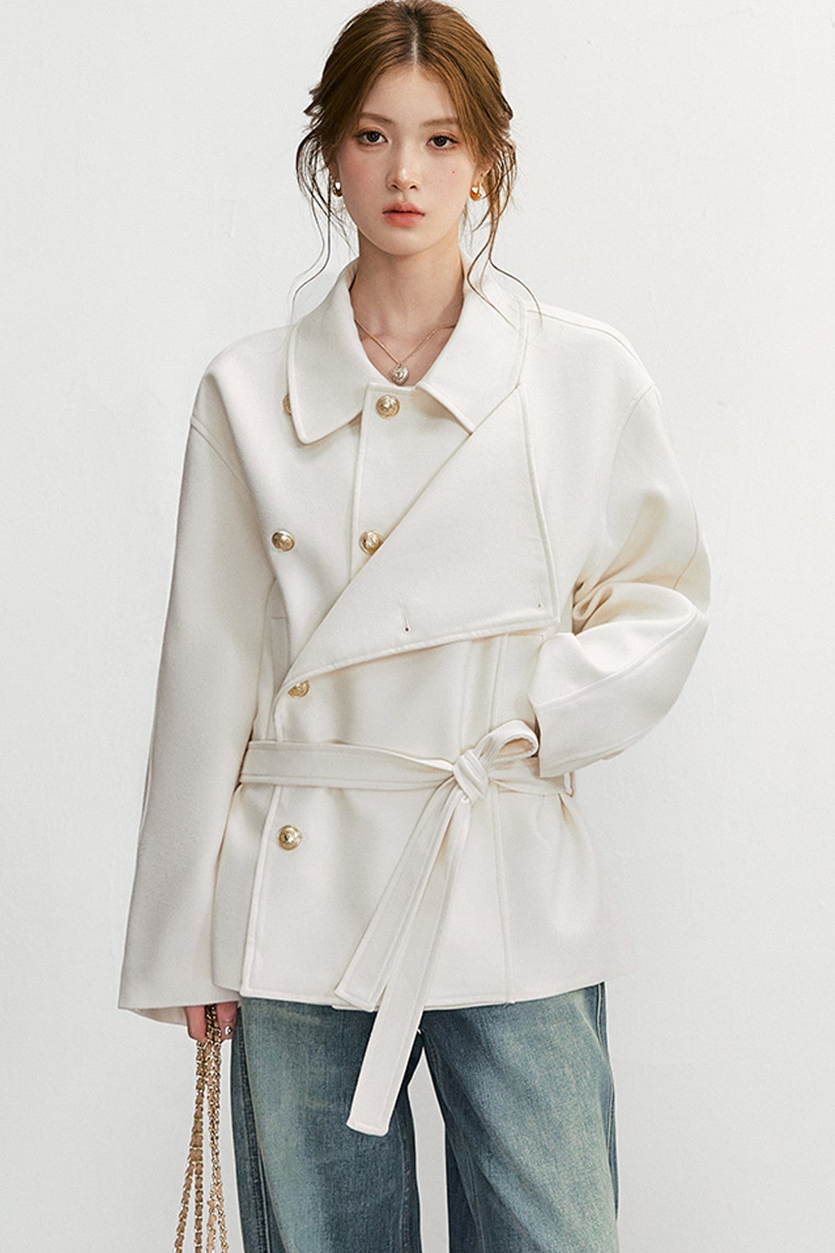 Double-Breasted Wool Blend Jacket