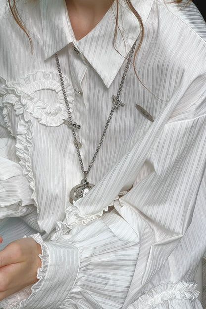 Lace Hem Bow Blouse