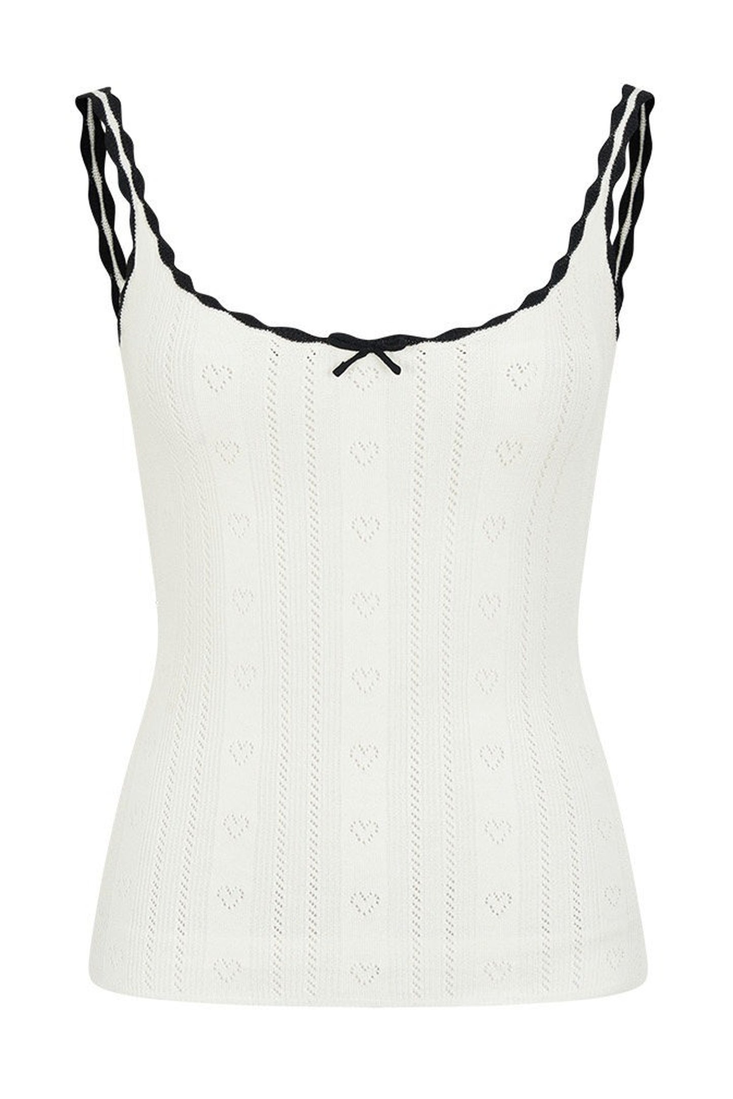 Heart Hollow Ruffle Knit Camisole And Cardigan Set-Up