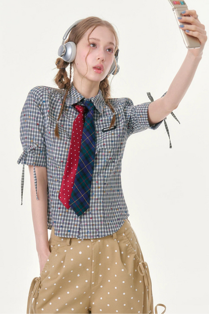 Retro Plaid Summer Blouse