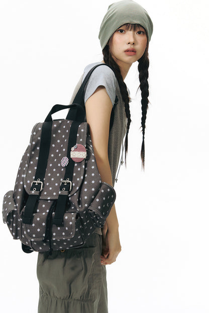 Canvas-Rucksack mit sechszackigem Stern und mehreren Taschen
