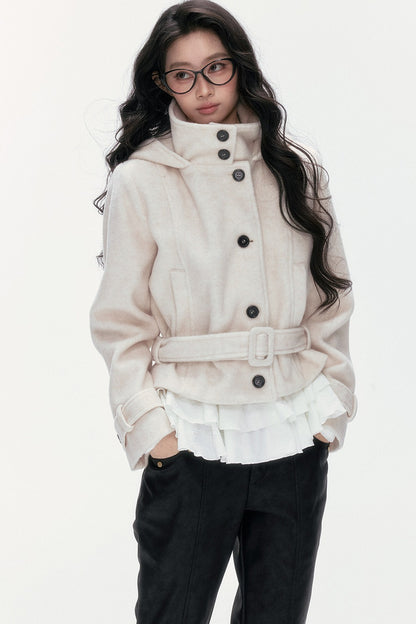 Quilted Woolen Hooded Jacket