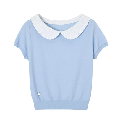 Doll Collar Short Sleeve Knit Top