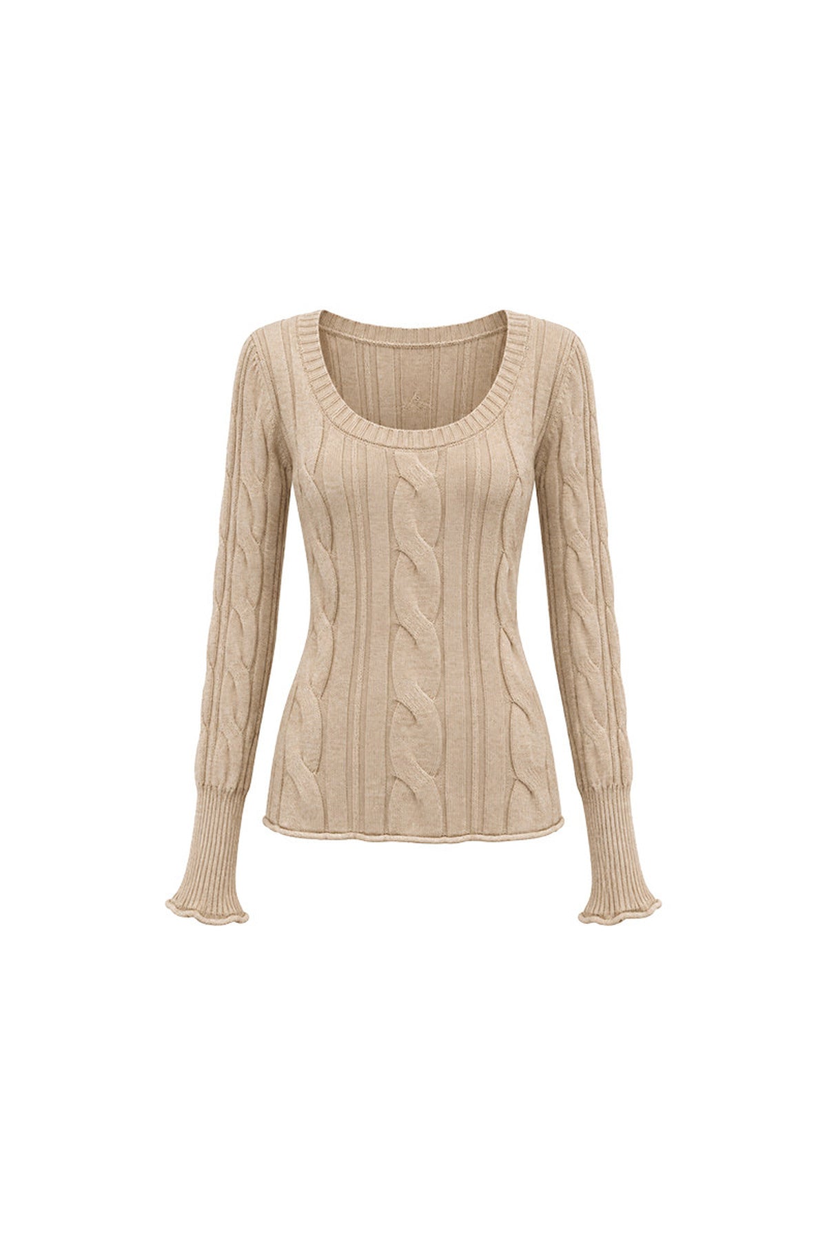 Beige Knit Base Layer Top Set-Up