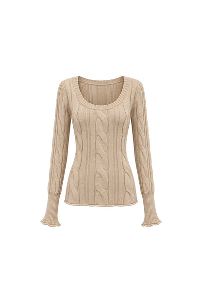 Beige Knit Base Layer Top Set-Up