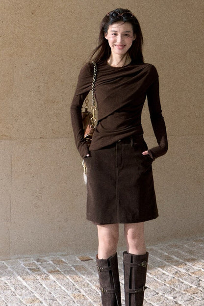 Asymmetrical Tidal Marsh Vein Knit Top