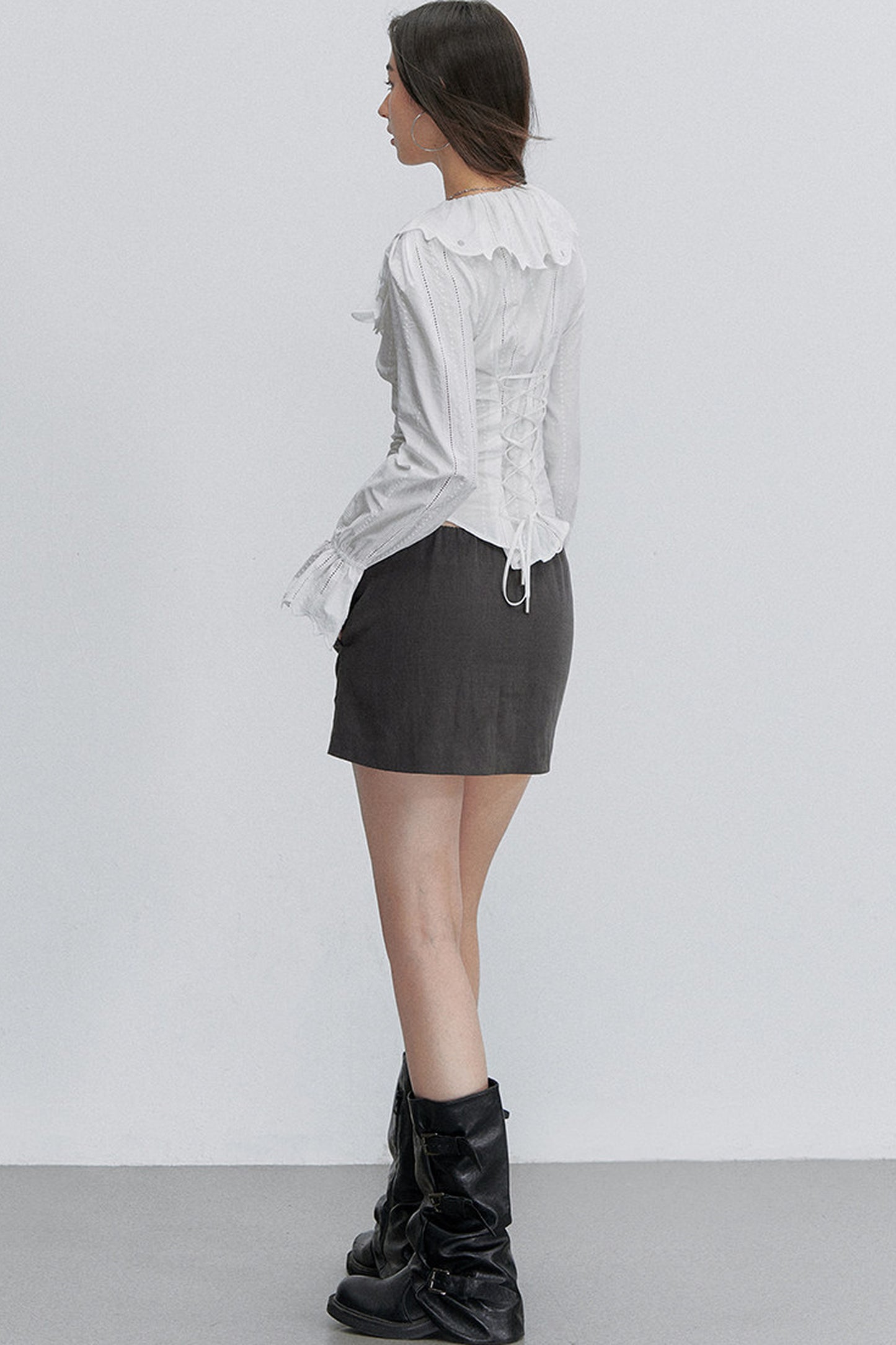 French Lace Tie-Waist Blouse