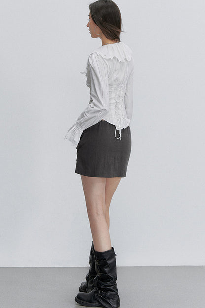 French Lace Tie-Waist Blouse