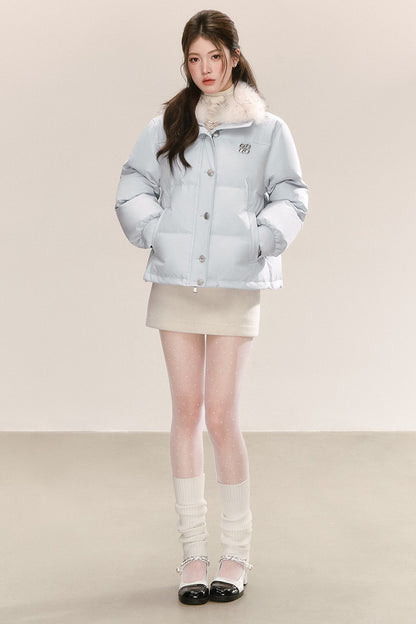 Blue 90% White Duck Down Puffer Jacket