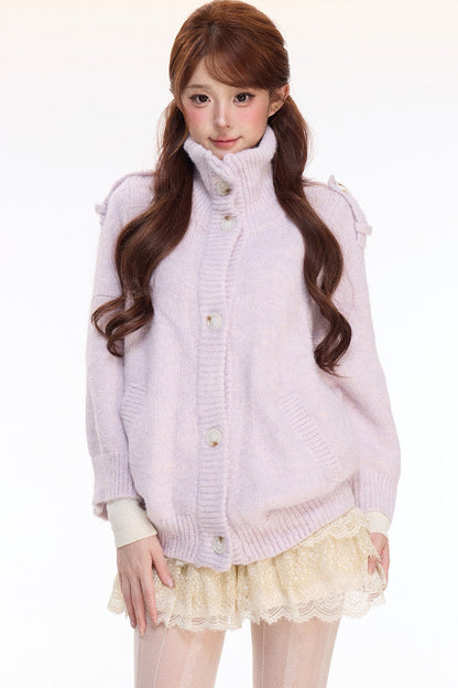 Woolen Cape Top and Lace Cake Skirt Set-Up