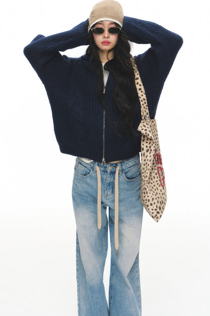 Completo cardigan a maglia a trecce