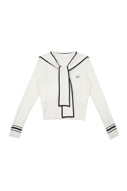 Sailor Collar Shawl Knit Sweater