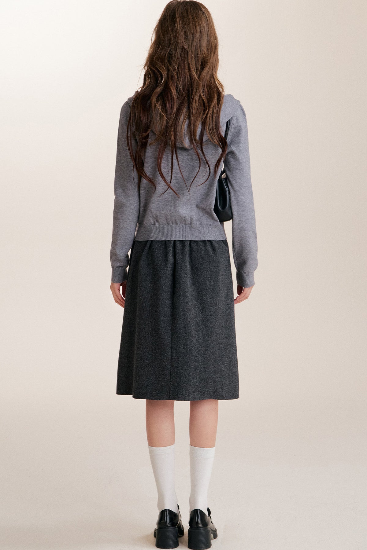 Cardigan con cappuccio a maniche lunghe, monopetto e fantasia a rombi