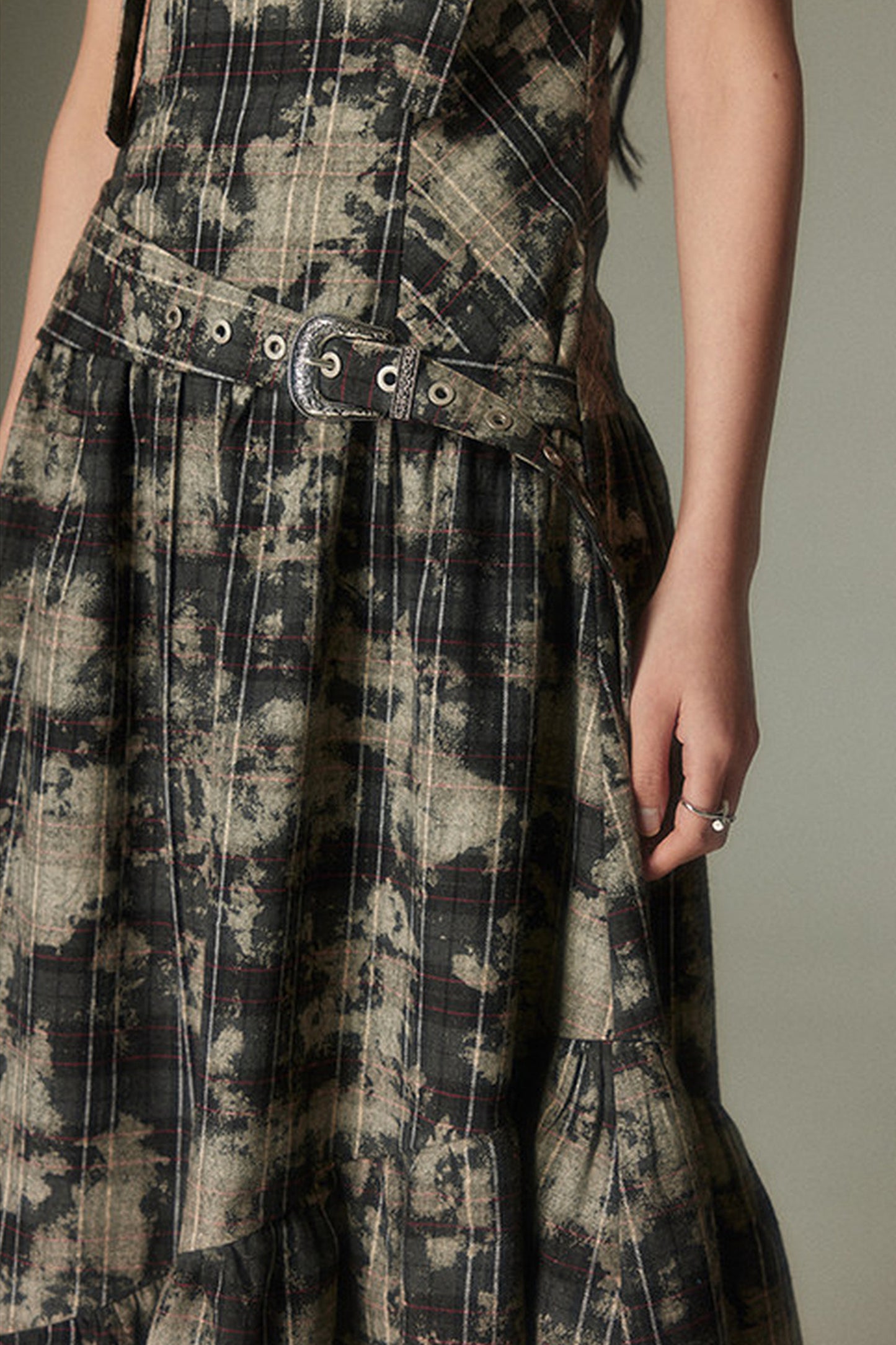 Retro Plaid Adjustable Dress