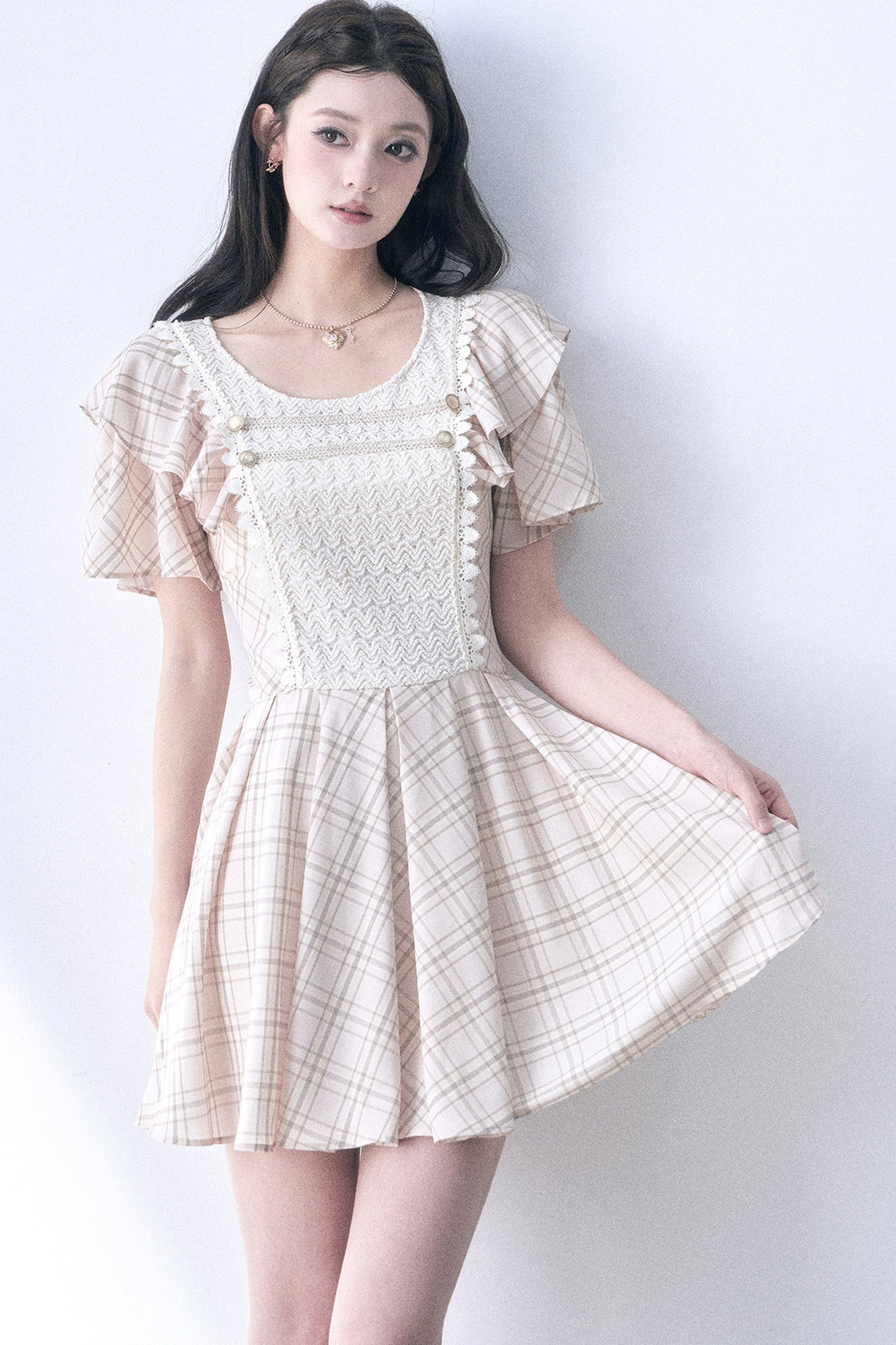 Retro Knit Plaid Dress
