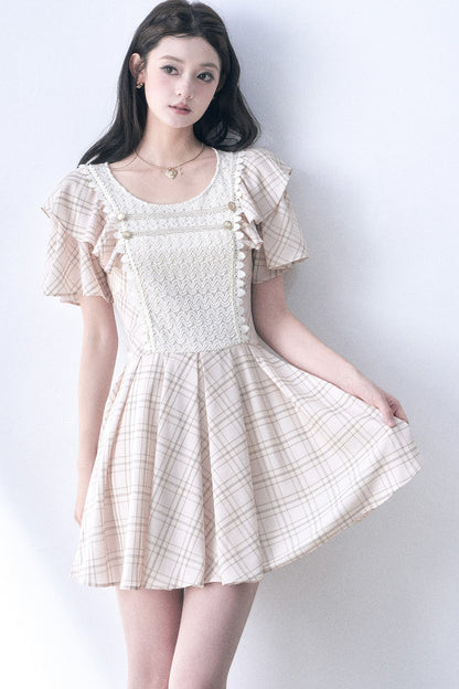 Retro Knit Plaid Dress